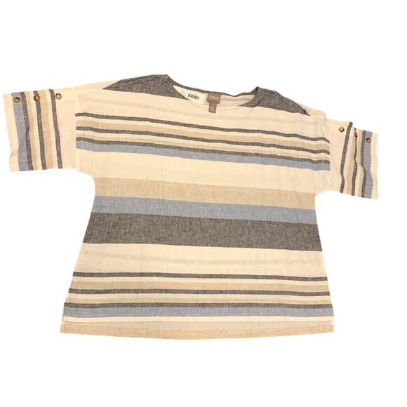 Chico's Linen Blend Popover Top and Linen Pull On Ankle Pant Set Size 12 - Picture 2 of 15